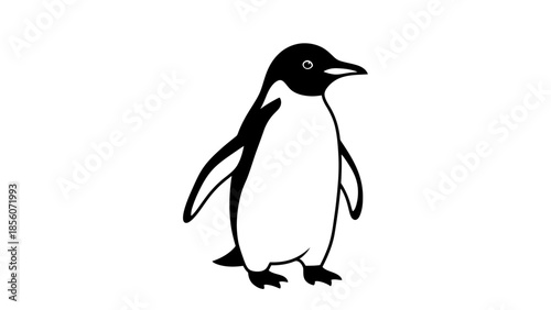 Penguin Standing on White Background Illustration.