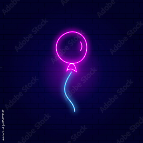 Pink balloon neon vector icon