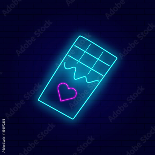 Neon chocolate on blue background vector illustration