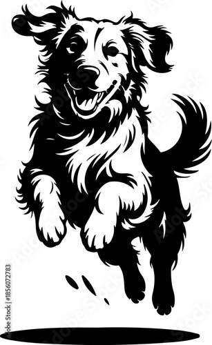 Wallpaper Mural Happy playful dog jumping active motion pet animal vector silhouette Torontodigital.ca
