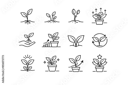 Budding icon positive plant success growth emergence health leaf indoor development vector