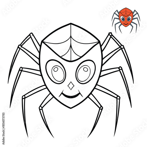 A spooky spider mask coloring page featuring a detailed web design, creepy crawly eyes, and intricate patterns, perfect for kids and adults to color creatively.

