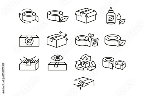 Packaging icon green sustainable icons closure waste awareness option vector sealing adhesive