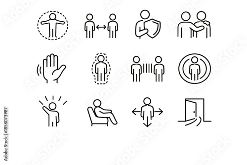 Physical respect comfort clarity space vector icons personal boundary body icon