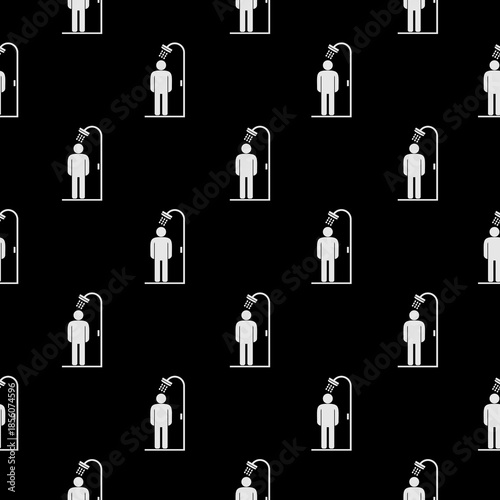 Emergency shower seamless pattern isolated on black background
