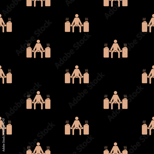 Sauna seamless pattern isolated on black background