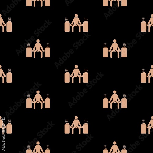 Sauna seamless pattern isolated on black background