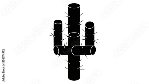 Simple black cactus icon for design projects, presentations, and websites, ideal for businesses, designers, and educators