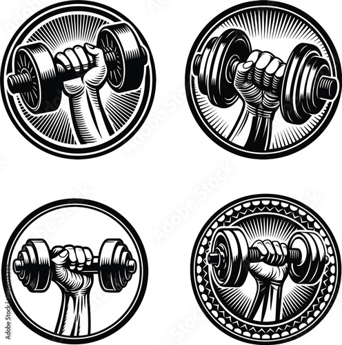 Gym, fitness logo or label. Sport, bodybuilding concept. Vector icon