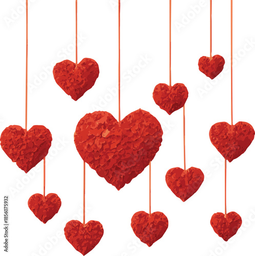 red hearts, made of small flower petals