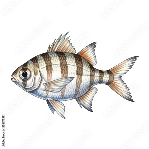 Illustrated sheepshead fish