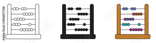 Abacus icon set , math counting abacus symbol. Vector illustration.