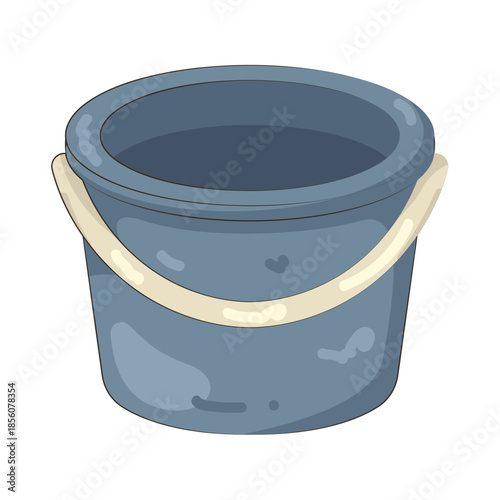 Illustration of Empty Blue Plastic Bucket