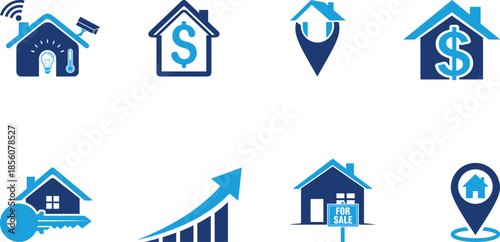 Real estate investment and property icons