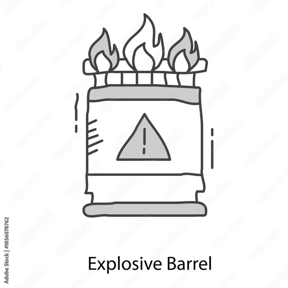 Fototapeta premium Explosive Barrel Vector Illustration Depicting Hazardous Flammable Drum for Danger Signage