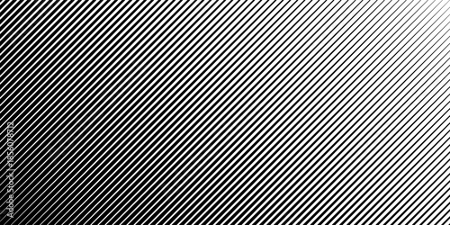 Halftone line gradient texture. Black diagonal stripe gradation background. Repeated slanted strokes pattern backdrop. Vibrating parallel lines wallpaper. Vanish oblique moire overlay. Vector