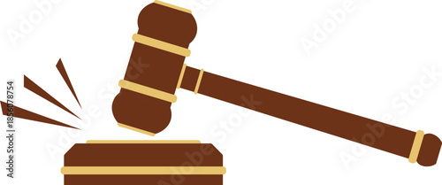 Judge's gavel, judicial gavel, judge's hammer icon. Vector, cartoon illustration, poster, postcard.