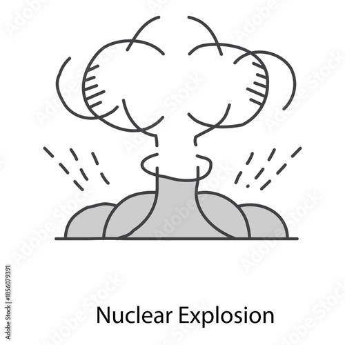 Nuclear Explosion Graphic Depicting Atomic Mushroom Cloud For Catastrophic Danger Illustrations