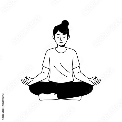 Mindfulness Meditation Enhancing Cognitive Function Flat Vector Illustration