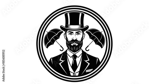 Black and white vector illustration of a retro cartoon mask symbol