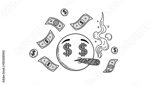 Flying dollar and euro money symbols representing wealth, finance, and investment success