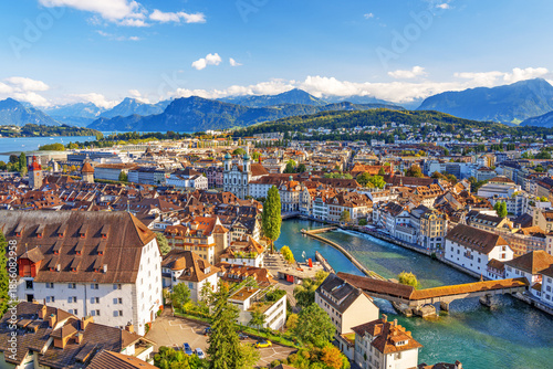 Tableau sur toile Lucerne, Switzerland Aerial View 3093