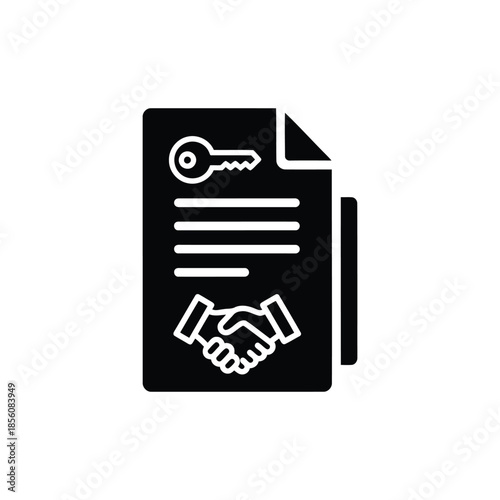Real Estate Handshake Agreement Icon Representing Successful Property Sale and Business Partnership