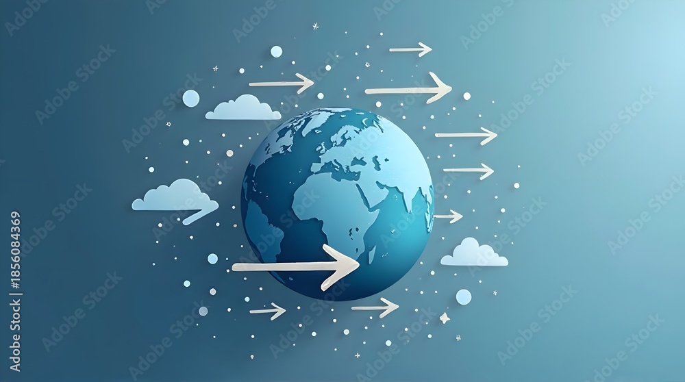 Fototapeta premium Globe with global trade flow arrows