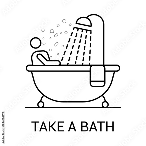 Relaxing Bath Self Care Line Icon