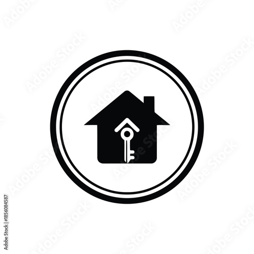 Real Estate Property Search Icon with Magnifying Glass Representing Home Hunting and Market Research for Buyers