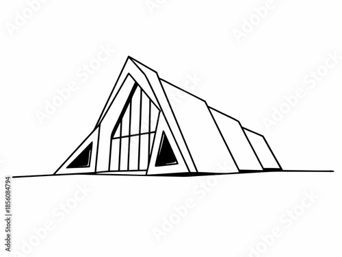 Angular Futuristic Architectural Mass Silhouette Vector