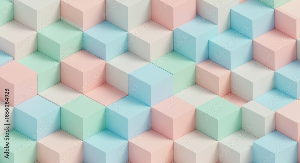 Obraz premium Abstract geometric cube pattern in pastel colors