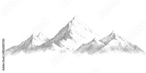 Detailed illustration of a towering mountain range with rocky terrain and sharp peaks