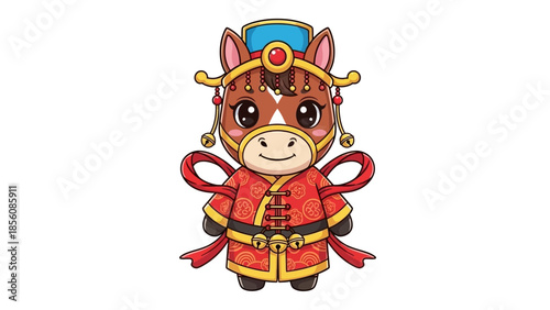 chinese horse mascot in traditional costume