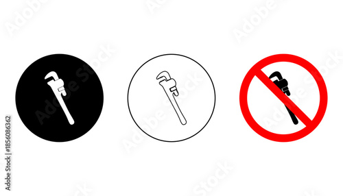 Pipe Wrench Allowed and Prohibited Icons for Plumbing and Maintenance