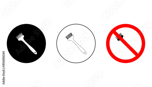 Paint Brush Allowed and Prohibited Icons for Painting and Decorating Tools