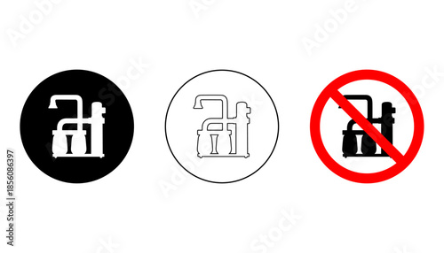 Industrial dust collector icons for workshop air filtration and vacuum