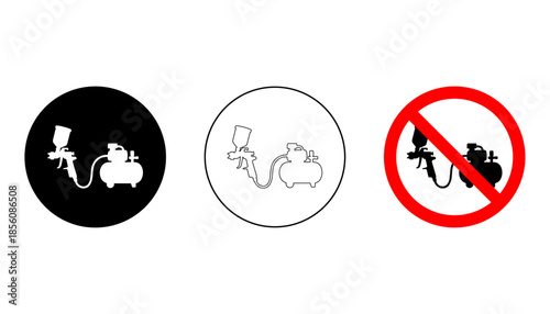Paint Spray Gun and Air Compressor Allowed and Prohibited Icons for Workshop Tools