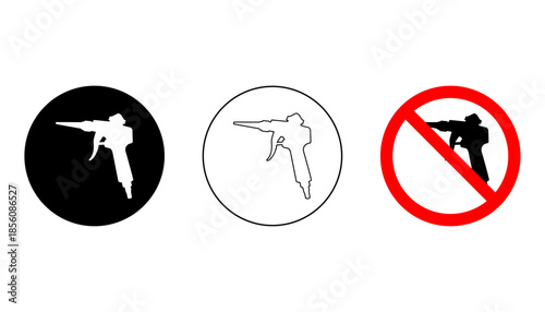 Paint spray gun icons for automotive and industrial coating