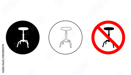 Adjustable swivel stool icons for workshop or laboratory use
