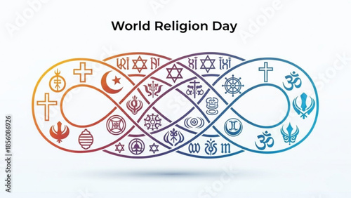 World religion day, diverse faiths and spirituality, cultural unity, religious symbols, interfaith harmony, global beliefs, spiritual