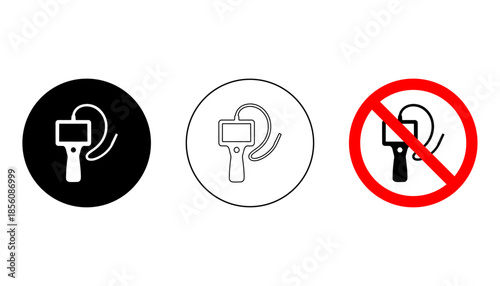 Borescope endoscope inspection camera icons for industrial diagnostics