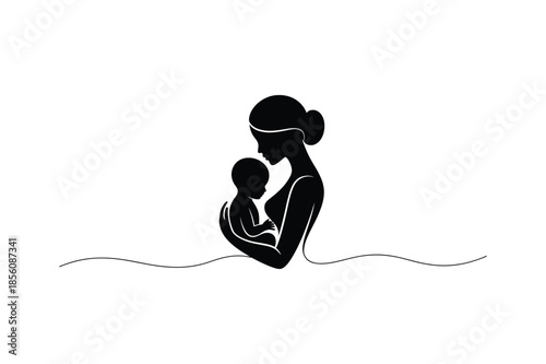Mother holding and breastfeeding her baby in a tender moment of love and care nursing