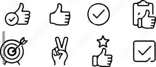 goal target achievement black line icons set vector collection design approved business vector