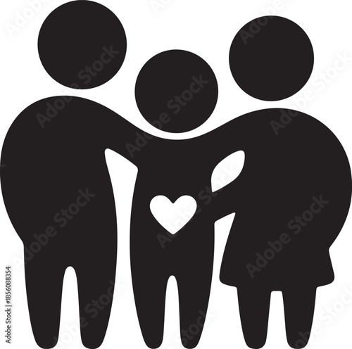 Abstract Family Bond SVG – Three Connected Shapes Minimal Line Art Vector Illustration