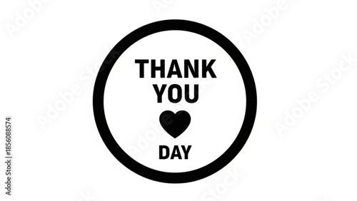 Gratitude expression with heart in circle, thank you day symbol