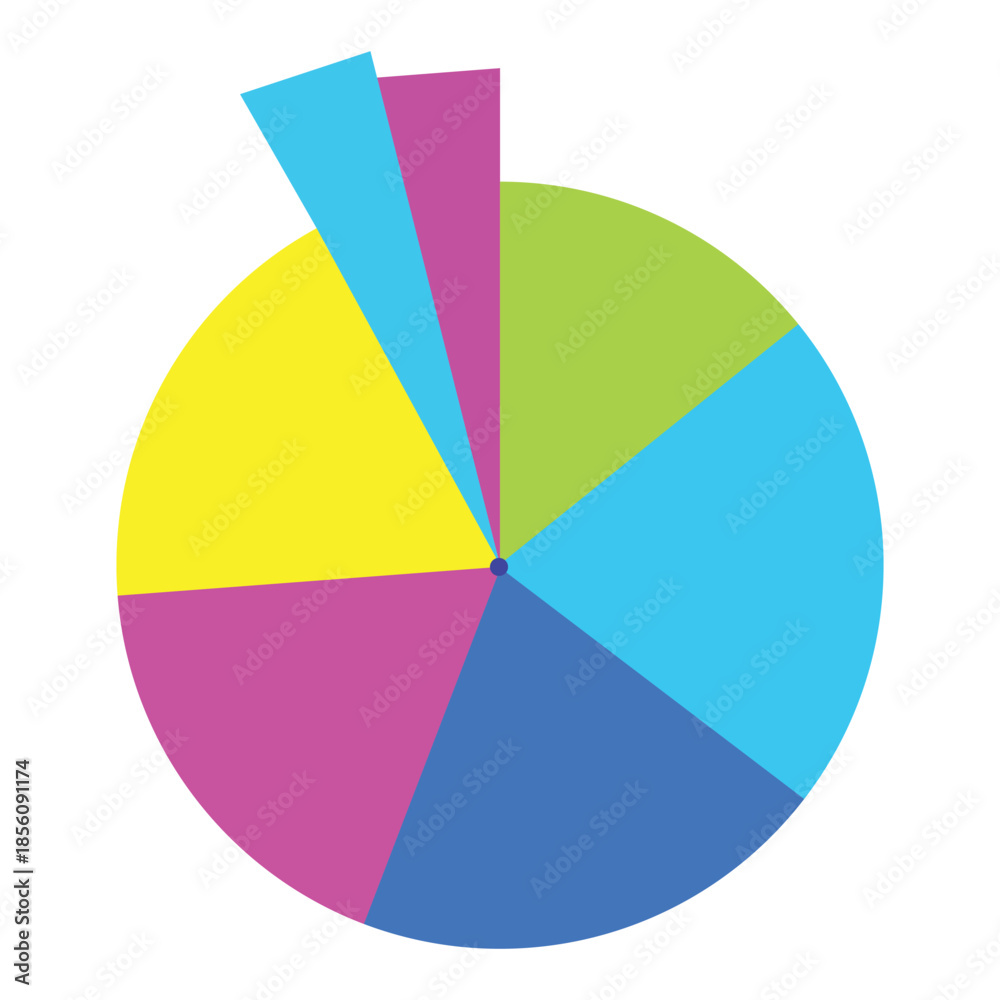 Fototapeta premium Vibrant pie chart with colorful segments on white background