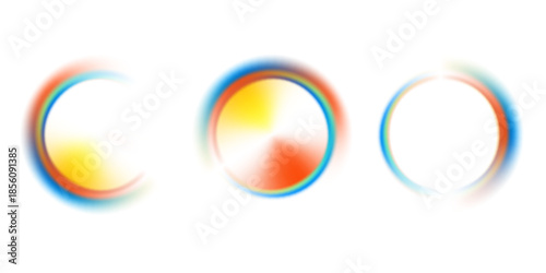 Set color circle gradient noise gradation. Abstract colorful watercolor blur mesh on isolated transparent background