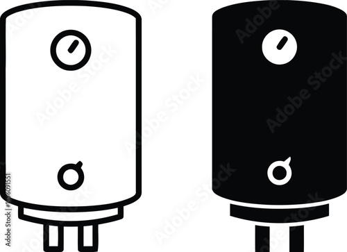 Water Heater Icon Vector Illustration on Transparent Background Boiler Symbol Hot Water Tank Appliance for Home Heating Plumbing and Residential Utility Service