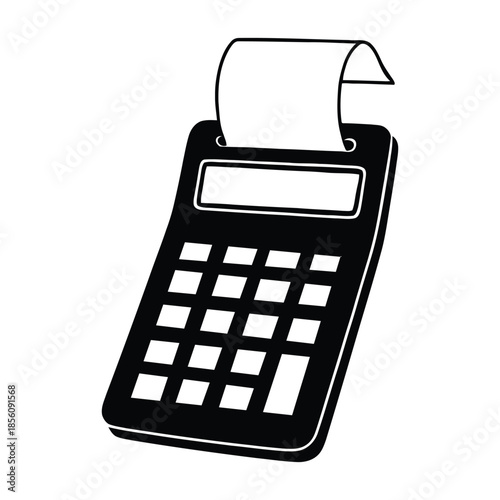 Modern electronic cash register with paper roll